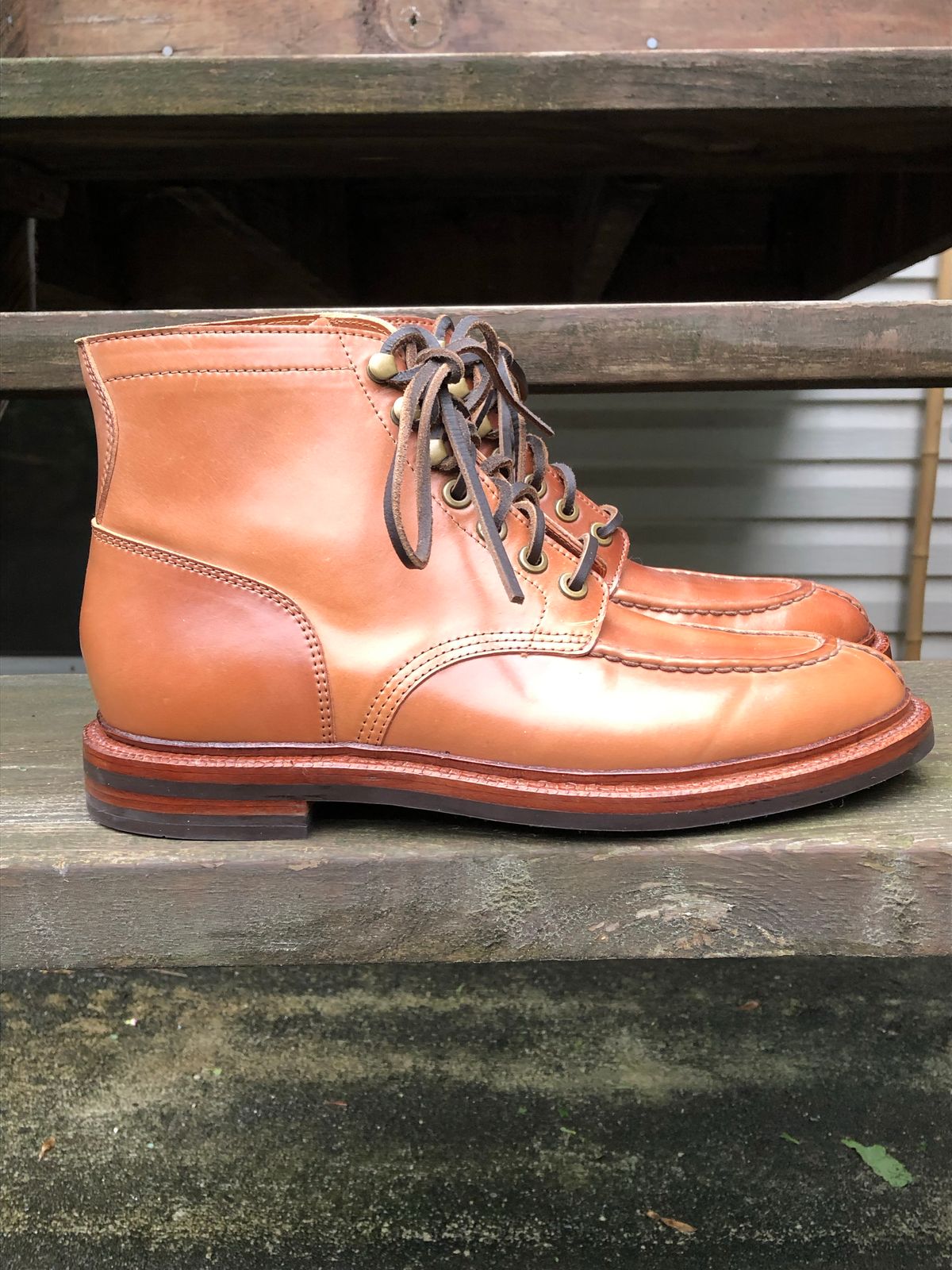 Photo by elhijodemrmet on October 1, 2022 of the Grant Stone Ottawa Boot in Horween Honey Glazed Shell Cordovan.