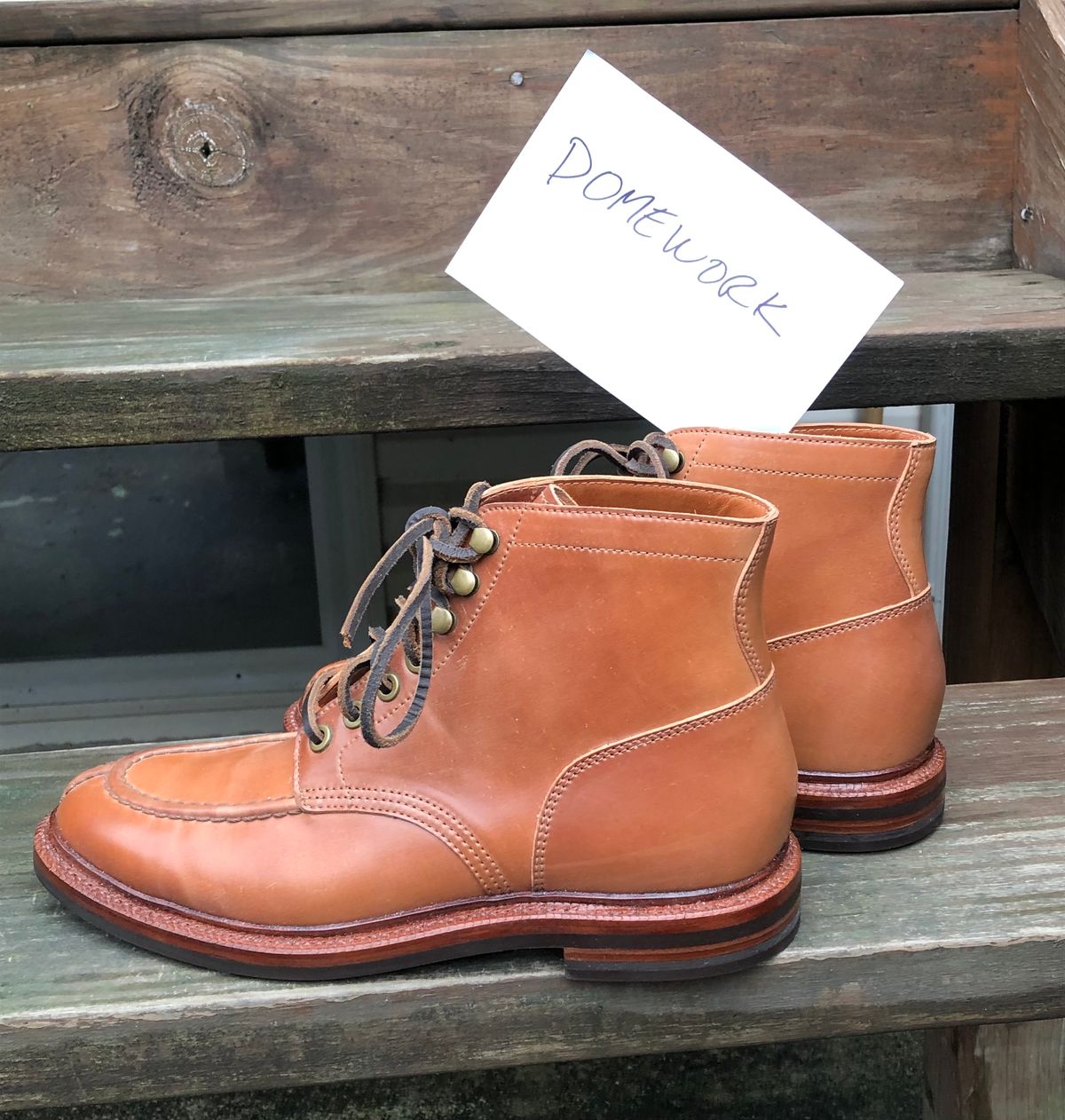 Photo by elhijodemrmet on October 1, 2022 of the Grant Stone Ottawa Boot in Horween Honey Glazed Shell Cordovan.
