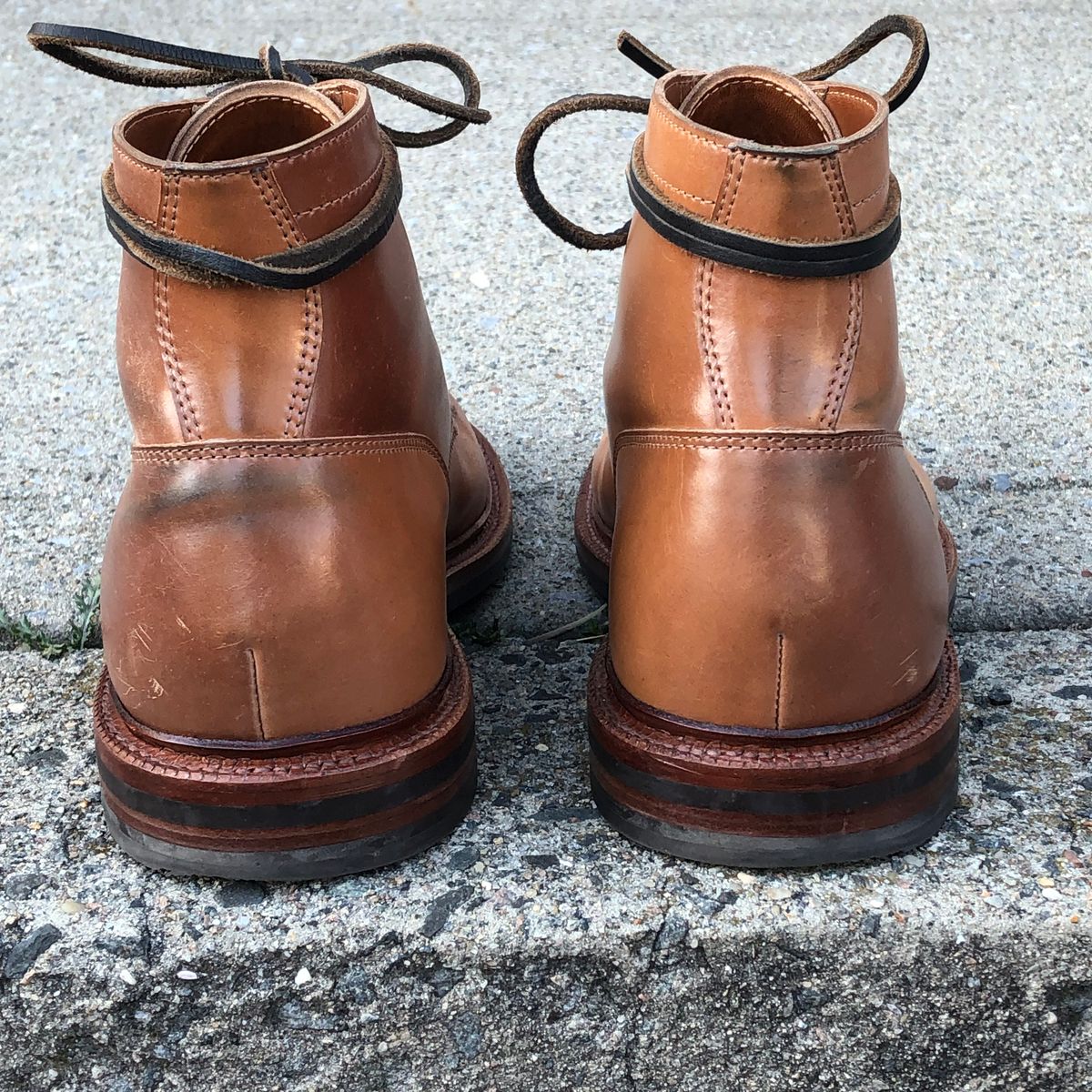 Photo by elhijodemrmet on February 1, 2023 of the Grant Stone Ottawa Boot in Horween Honey Glazed Shell Cordovan.