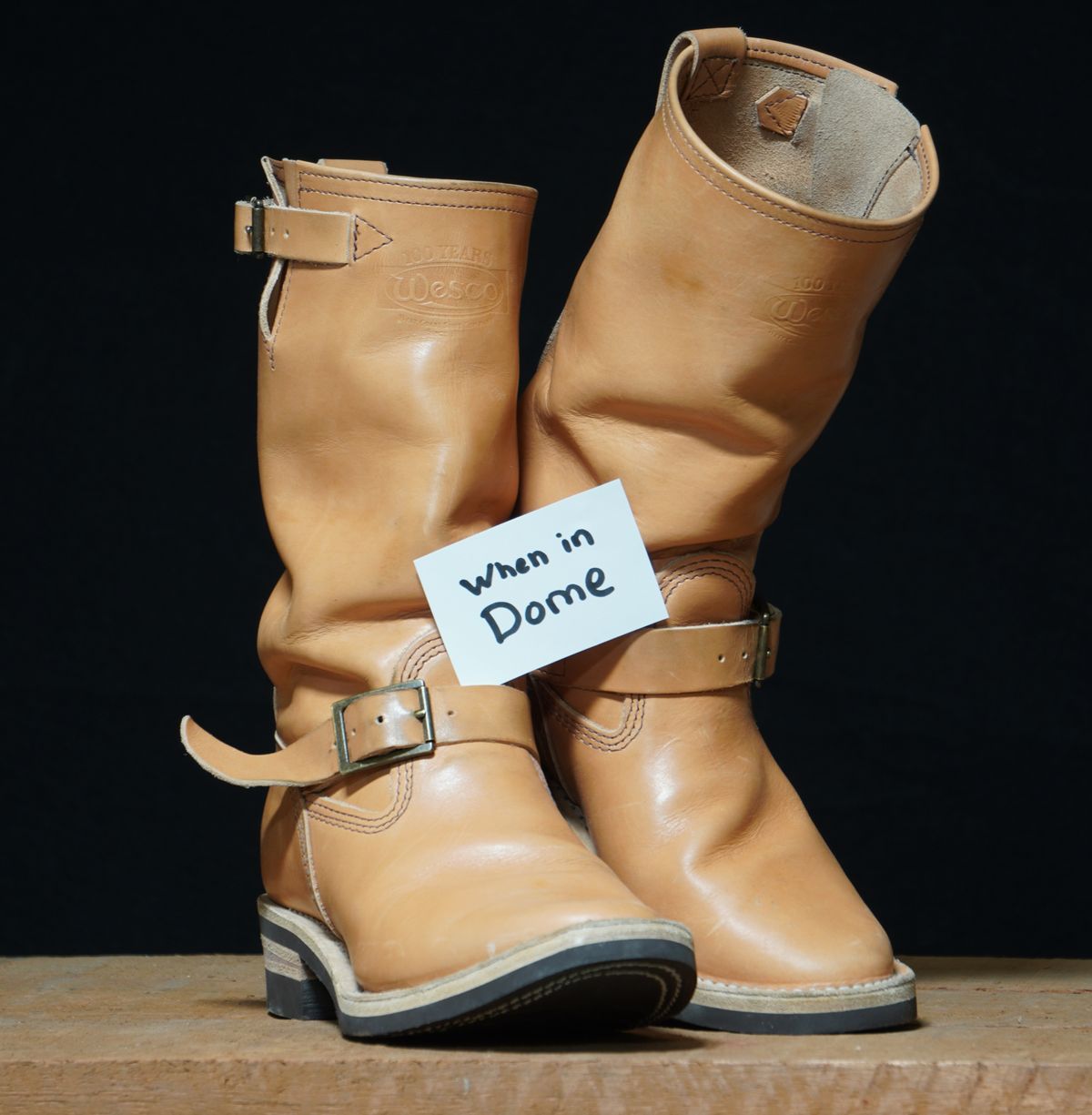 Photo by Boots on November 2, 2024 of the Wesco x S&S Van Cleef III in Horween Natural Essex.