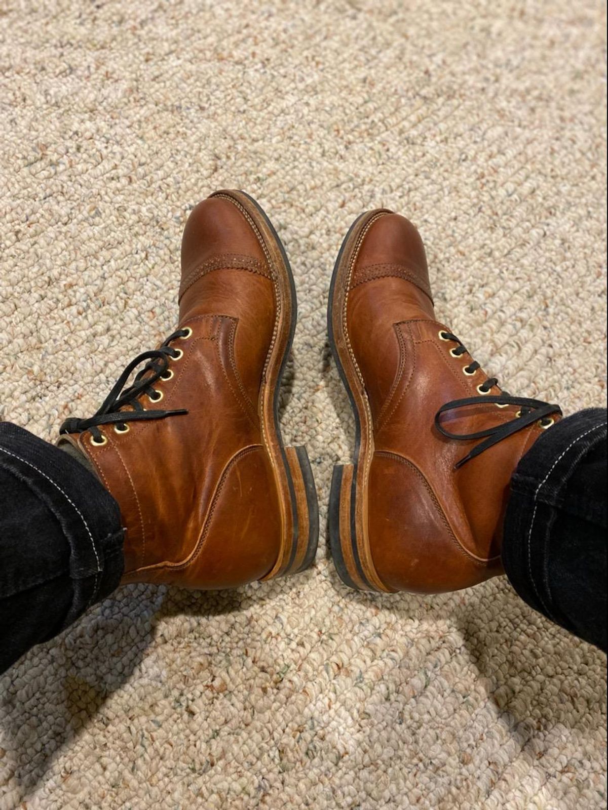 Photo by Boots on November 2, 2022 of the Viberg Service Boot in Horween Burned Oak Dublin.