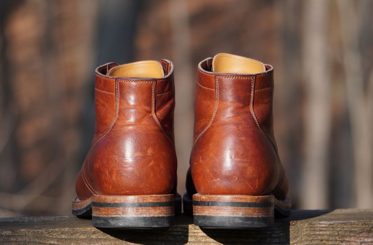 Photo by Boots on January 2, 2023 of the Viberg Service Boot in Horween Burned Oak Dublin.