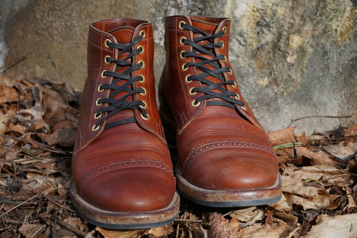 Photo by Boots on February 5, 2023 of the Viberg Service Boot in Horween Burned Oak Dublin.