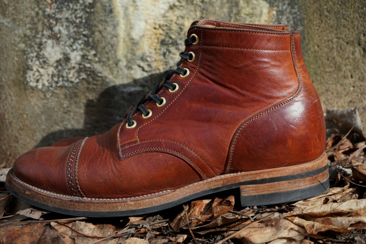 Photo by Boots on February 5, 2023 of the Viberg Service Boot in Horween Burned Oak Dublin.