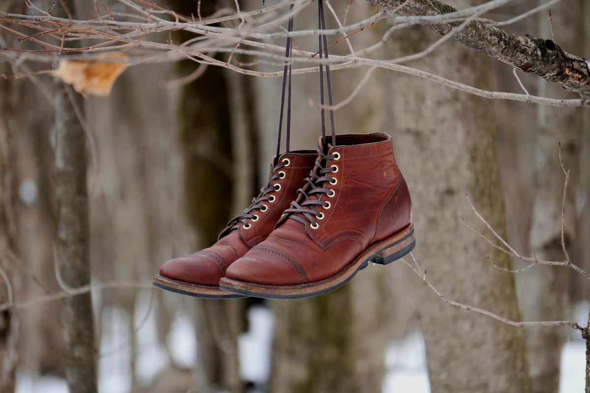 Photo by Boots on March 5, 2023 of the Viberg Service Boot in Horween Burned Oak Dublin.