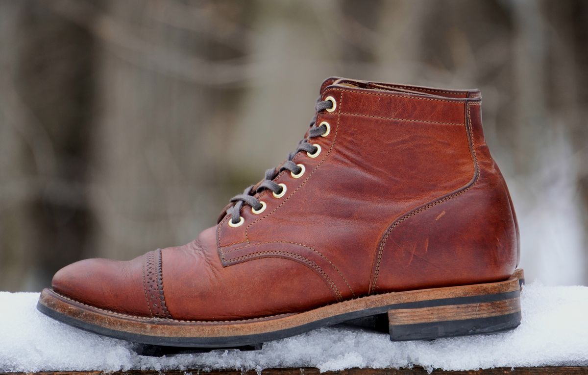Photo by Boots on March 5, 2023 of the Viberg Service Boot in Horween Burned Oak Dublin.