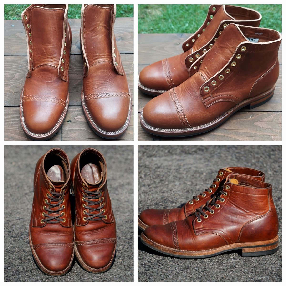 Photo by Boots on April 2, 2023 of the Viberg Service Boot in Horween Burned Oak Dublin.