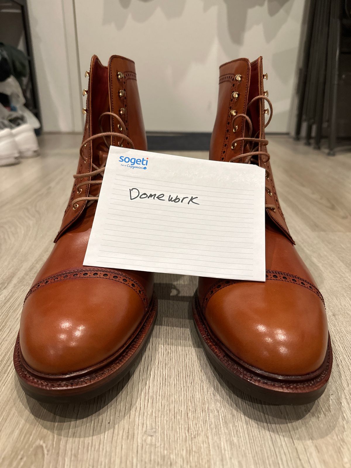 Photo by Darkkp on October 5, 2022 of the Carmina Toecap Brogue Jumper Boots 80459 in Unlisted Leather.