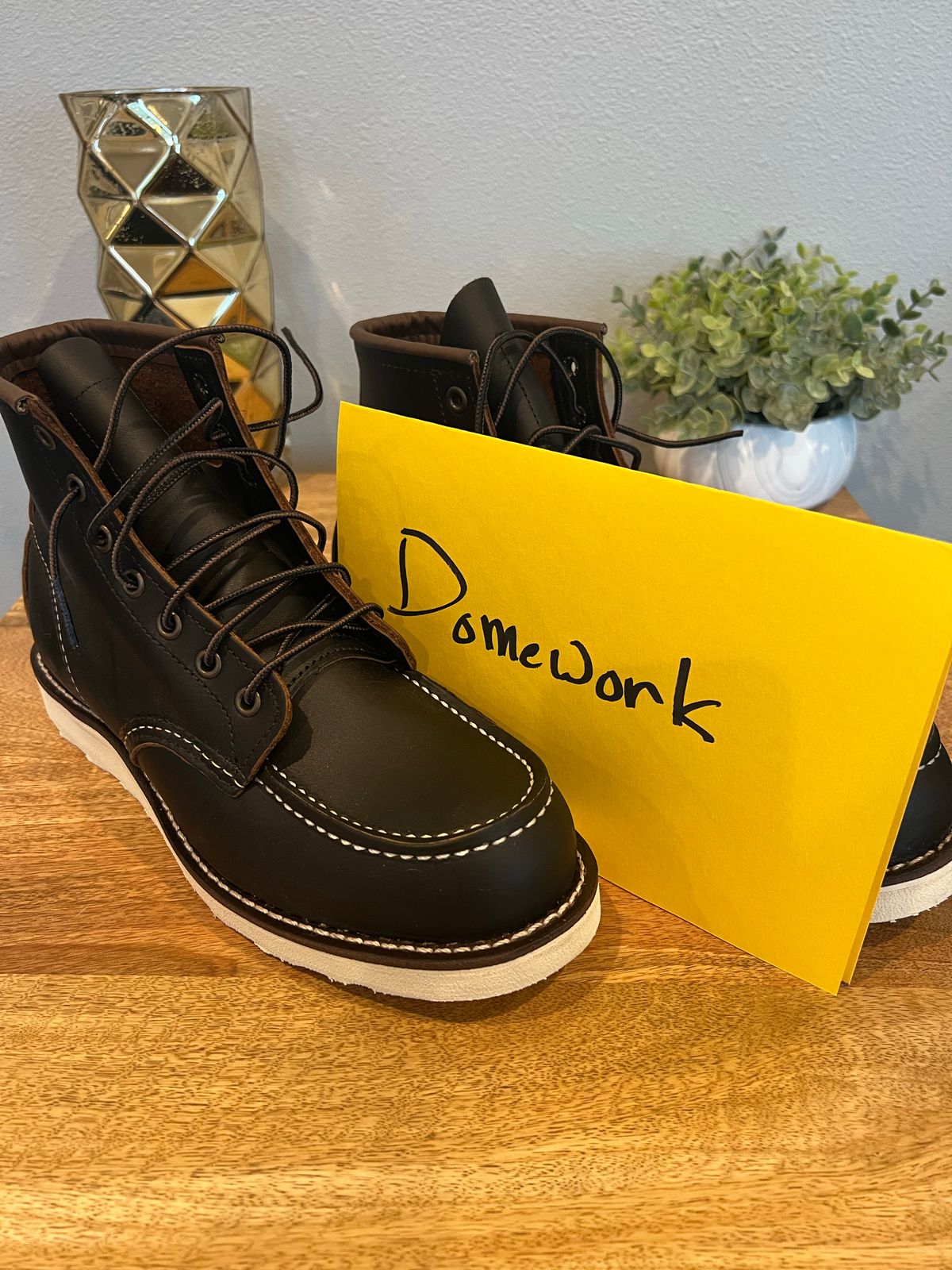 Photo by Blackbootpatina on October 1, 2022 of the Red Wing 6-Inch Classic Moc in S.B. Foot Black Prairie.