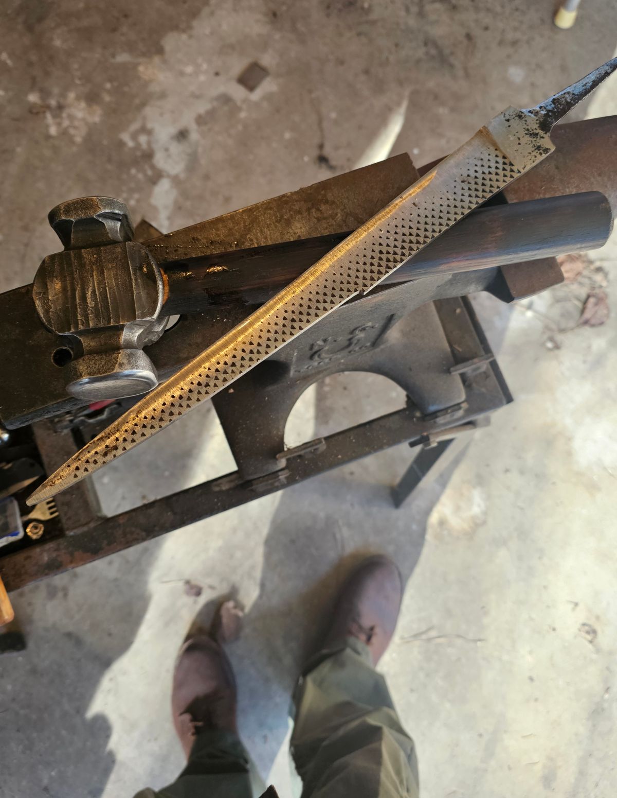 Photo by AlabamaBlacksmith on March 2, 2025 of the Oldspeed Service Boot 6” in S.B. Foot Timberjack Cedar.