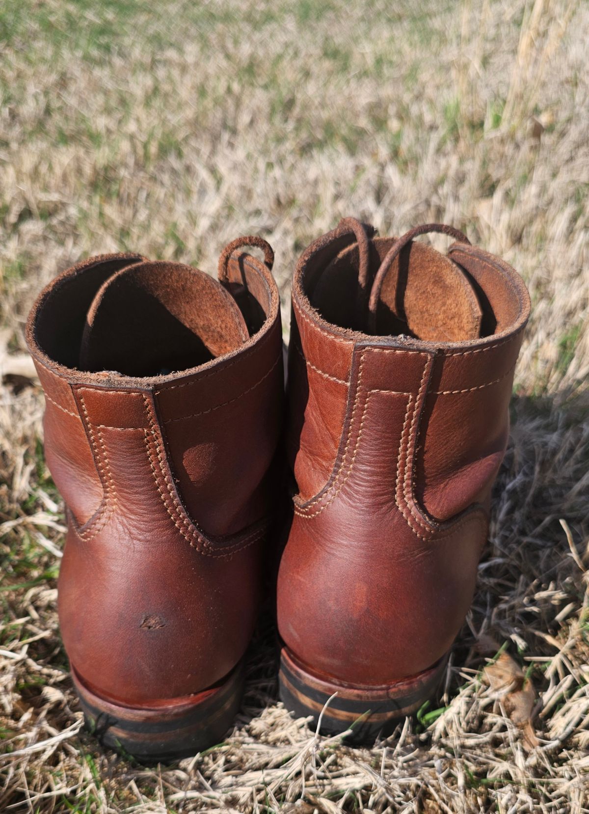 Photo by AlabamaBlacksmith on April 4, 2025 of the Oldspeed Service Boot 6” in S.B. Foot Timberjack Cedar.