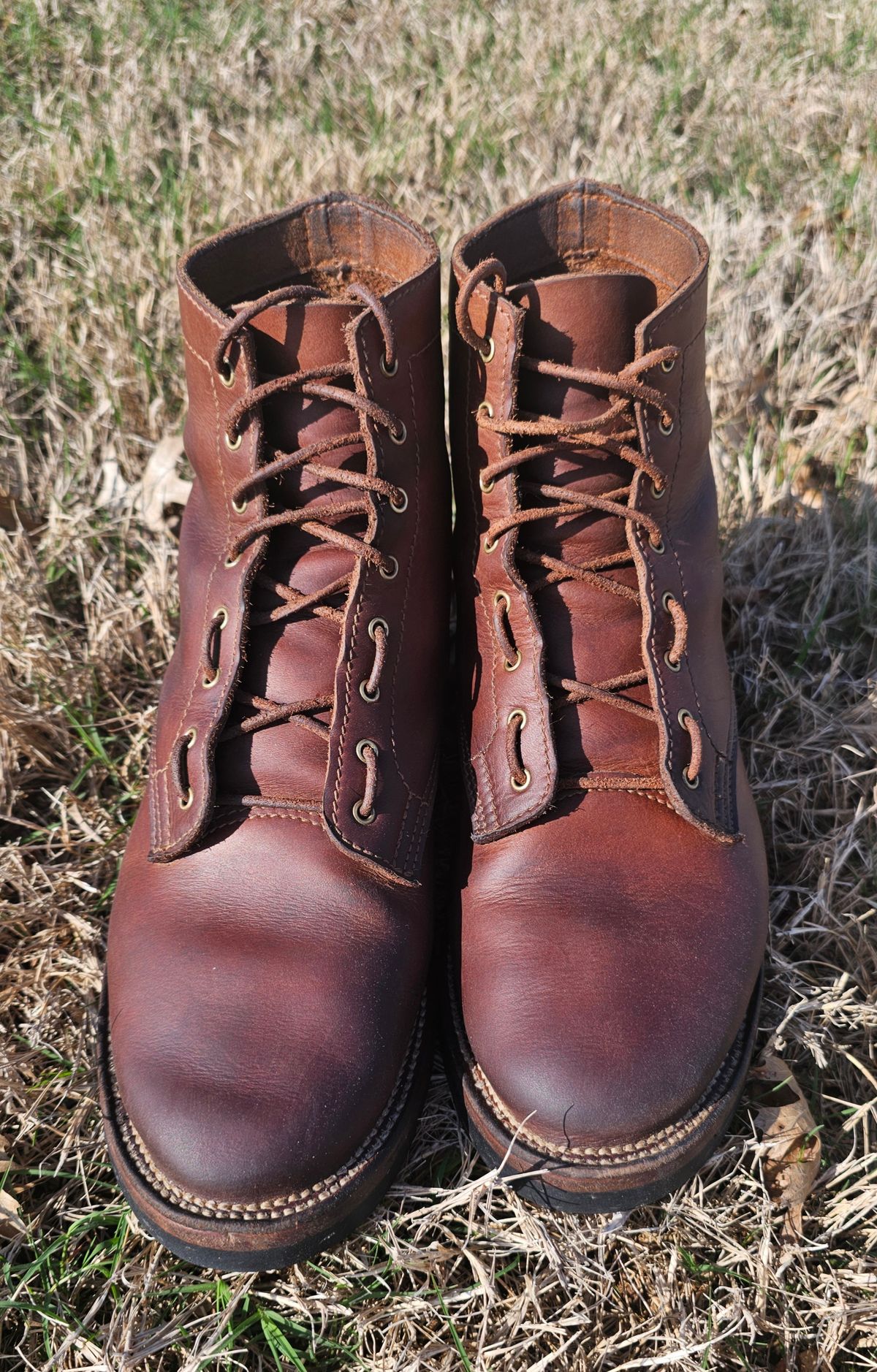 Photo by AlabamaBlacksmith on April 4, 2025 of the Oldspeed Service Boot 6” in S.B. Foot Timberjack Cedar.