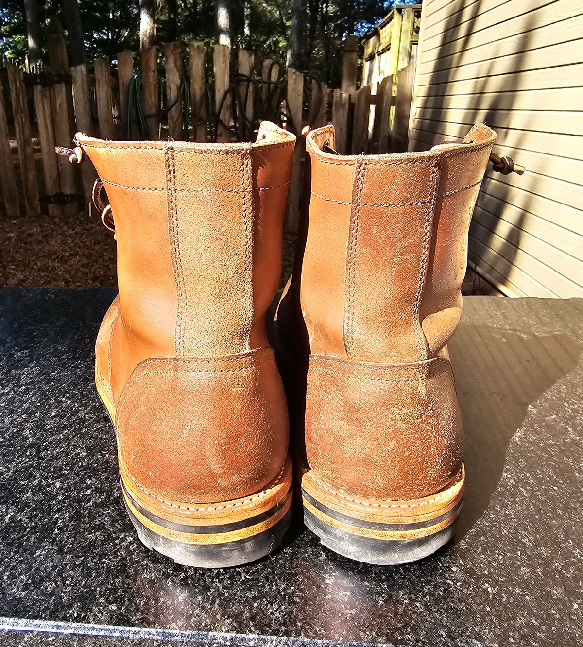 Photo by AlabamaBlacksmith on October 4, 2025 of the Oak Street Bootmakers Field Boot in MARYAM CULLATO CUVALO NATURAL REVERSE HORSE RUMP.