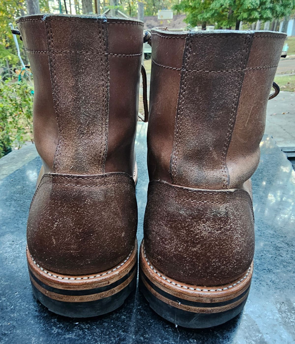 Photo by AlabamaBlacksmith on November 5, 2025 of the Oak Street Bootmakers Field Boot in MARYAM CULLATO CUVALO NATURAL REVERSE HORSE RUMP.