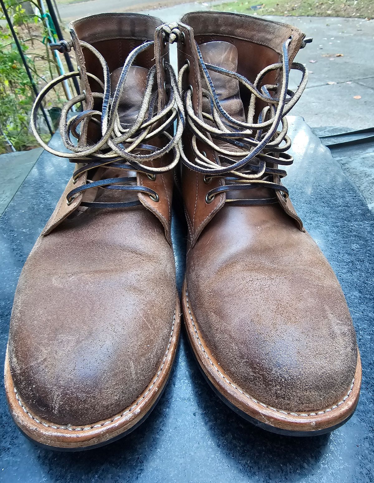 Photo by AlabamaBlacksmith on November 5, 2025 of the Oak Street Bootmakers Field Boot in MARYAM CULLATO CUVALO NATURAL REVERSE HORSE RUMP.