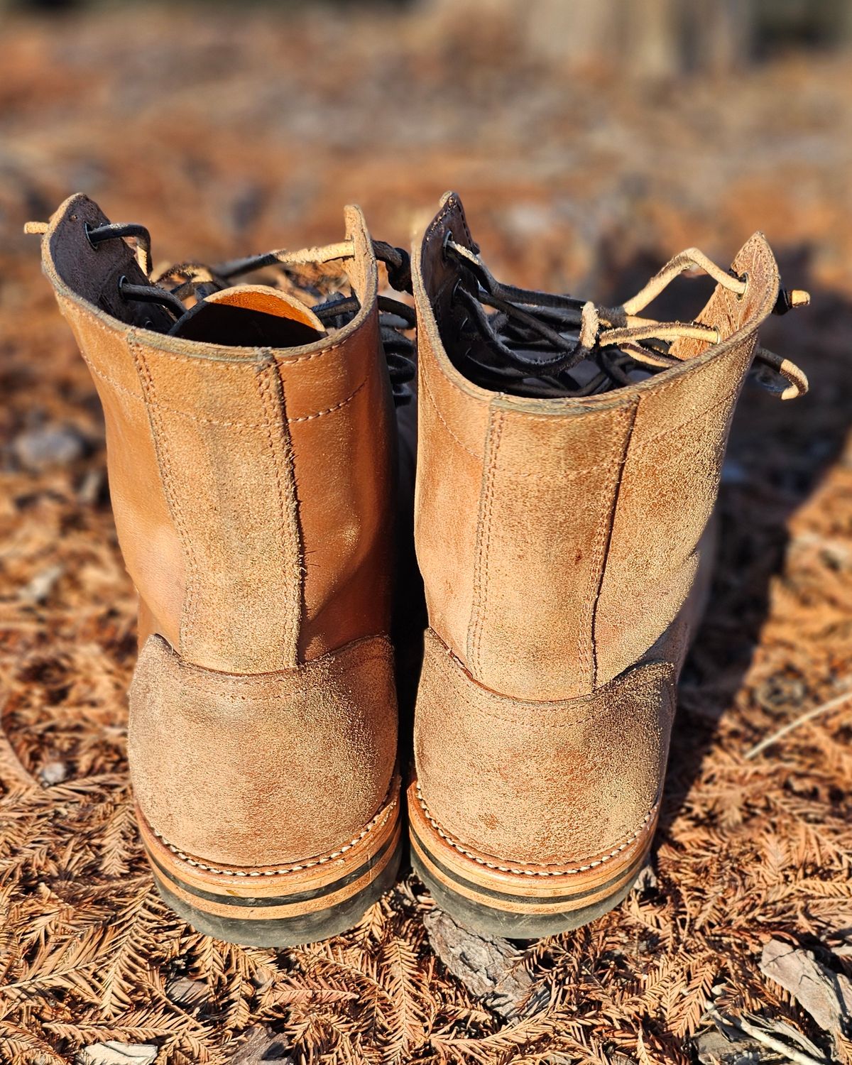 Photo by AlabamaBlacksmith on February 2, 2026 of the Oak Street Bootmakers Field Boot in MARYAM CULLATO CUVALO NATURAL REVERSE HORSE RUMP.