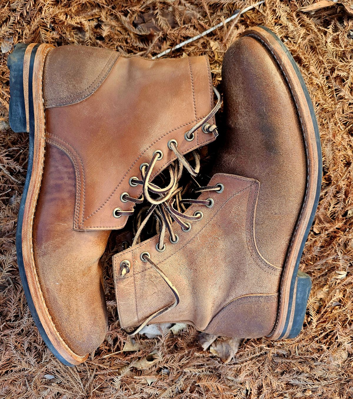 Photo by AlabamaBlacksmith on March 3, 2026 of the Oak Street Bootmakers Field Boot in MARYAM CULLATO CUVALO NATURAL REVERSE HORSE RUMP.
