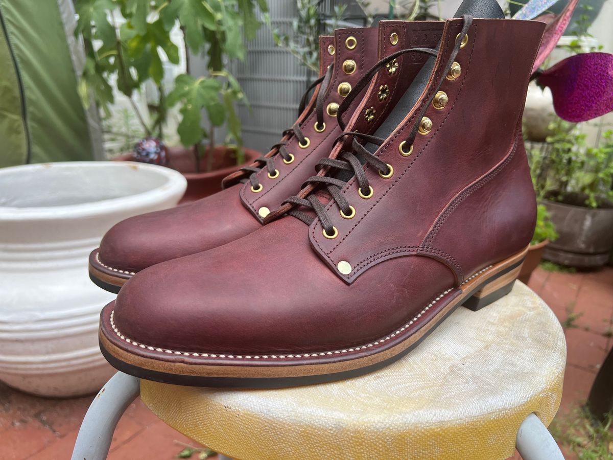 Photo by endlessmike on July 12, 2023 of the NF Bootmaker Fritz Boot in Tempesti Baku & Horween Tumbled Black Chromexcel.