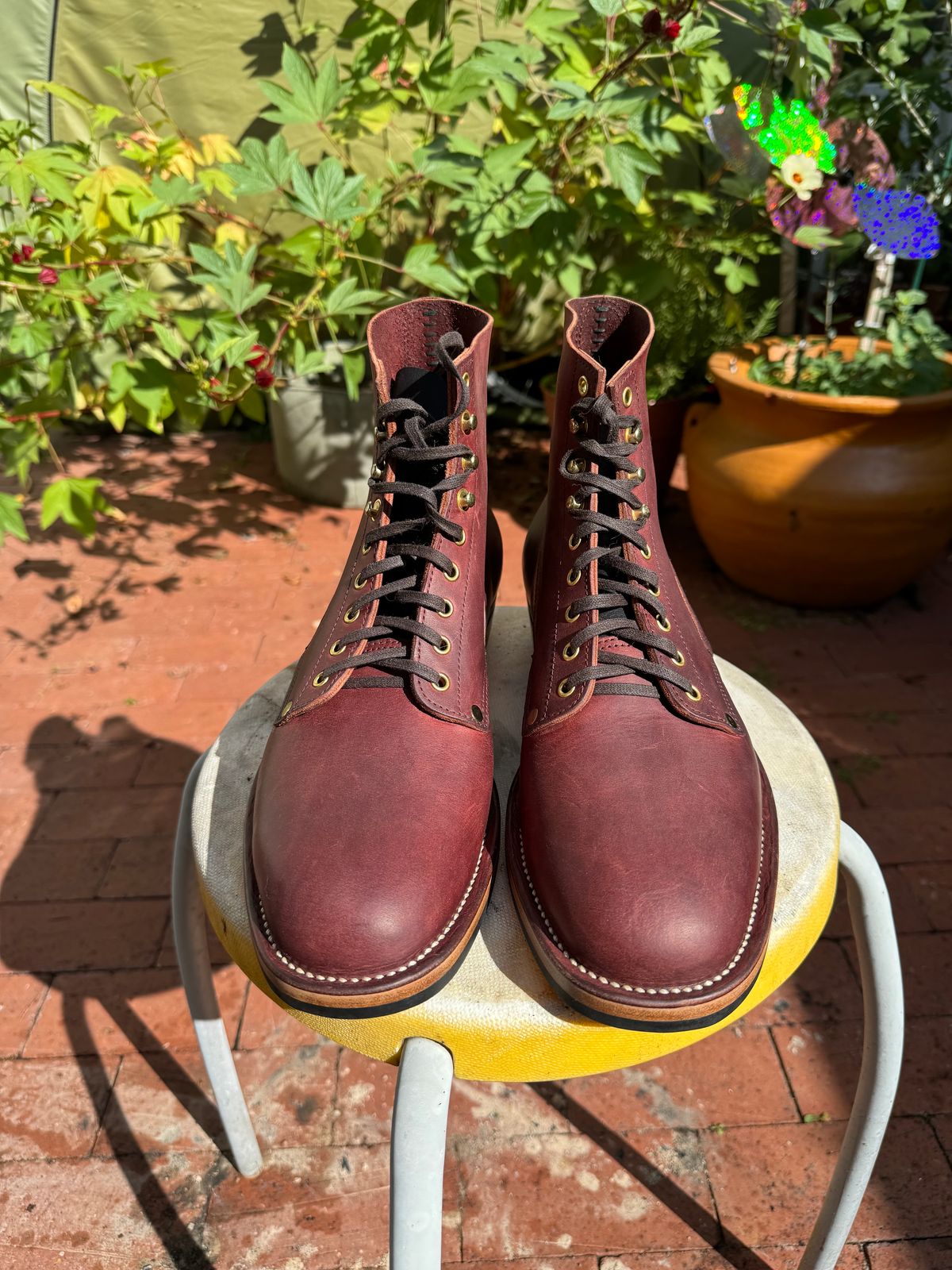Photo by endlessmike on October 1, 2023 of the NF Bootmaker Fritz Boot in Tempesti Baku & Horween Tumbled Black Chromexcel.