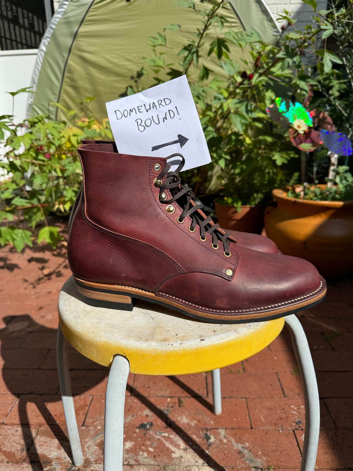 Photo by endlessmike on October 1, 2023 of the NF Bootmaker Fritz Boot in Tempesti Baku & Horween Tumbled Black Chromexcel.