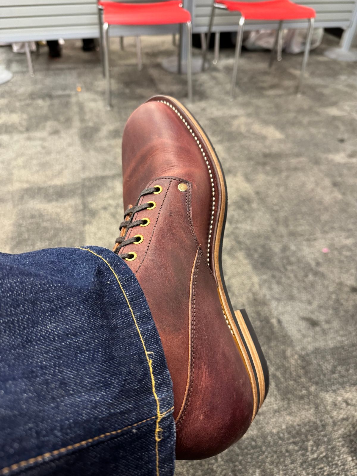 Photo by endlessmike on October 1, 2023 of the NF Bootmaker Fritz Boot in Tempesti Baku & Horween Tumbled Black Chromexcel.