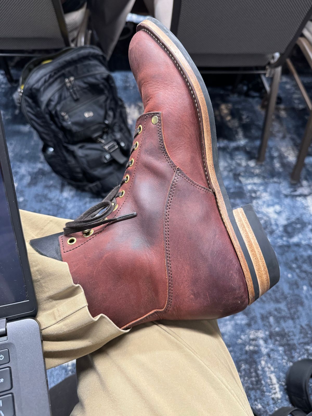 Photo by endlessmike on October 30, 2023 of the NF Bootmaker Fritz Boot in Tempesti Baku & Horween Tumbled Black Chromexcel.