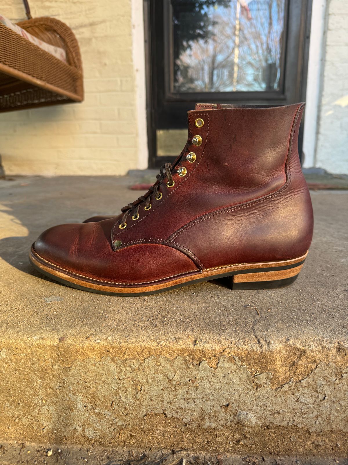 Photo by endlessmike on January 3, 2024 of the NF Bootmaker Fritz Boot in Tempesti Baku & Horween Tumbled Black Chromexcel.