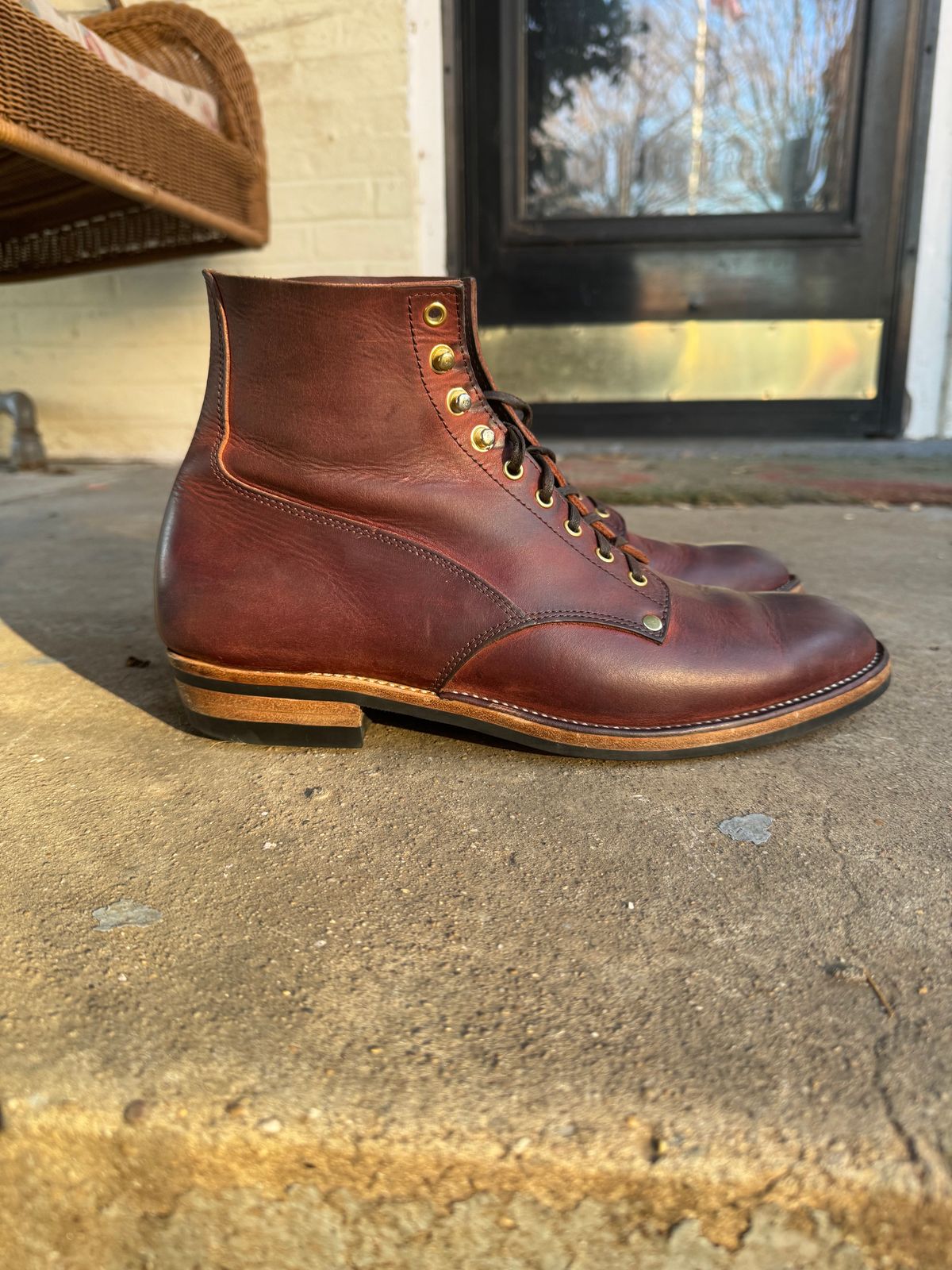 Photo by endlessmike on January 3, 2024 of the NF Bootmaker Fritz Boot in Tempesti Baku & Horween Tumbled Black Chromexcel.