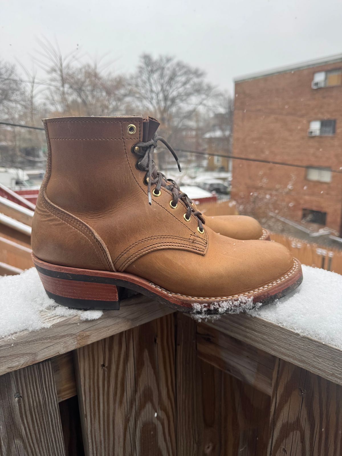 Photo by endlessmike on December 5, 2025 of the Nicks Lace Up Heritage in Horween Natural Cypress.