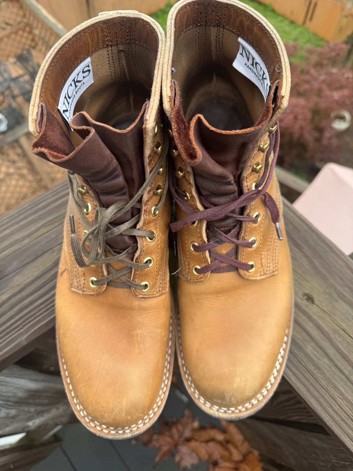 Photo by endlessmike on April 5, 2026 of the Nicks Lace Up Heritage in Horween Natural Cypress.