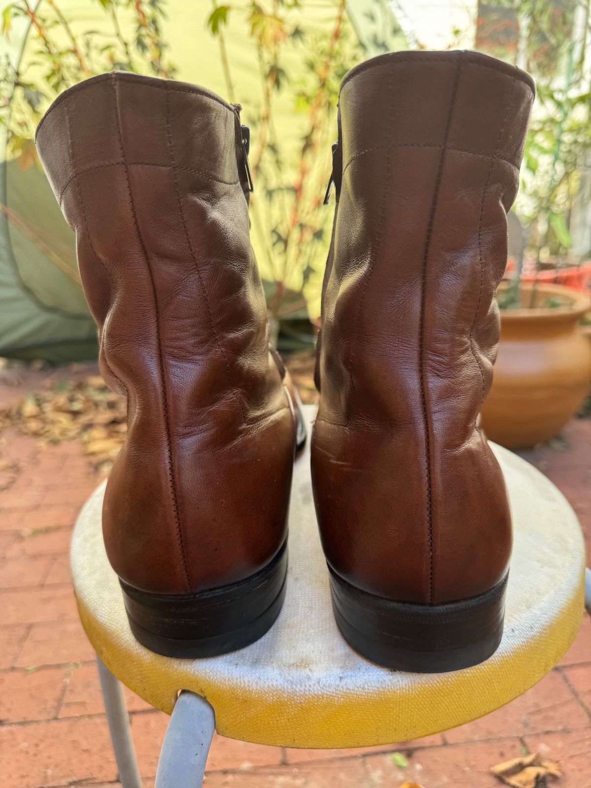 Photo by endlessmike on November 2, 2023 of the Alden 470 Plain Toe Boot in Brown Calfskin.