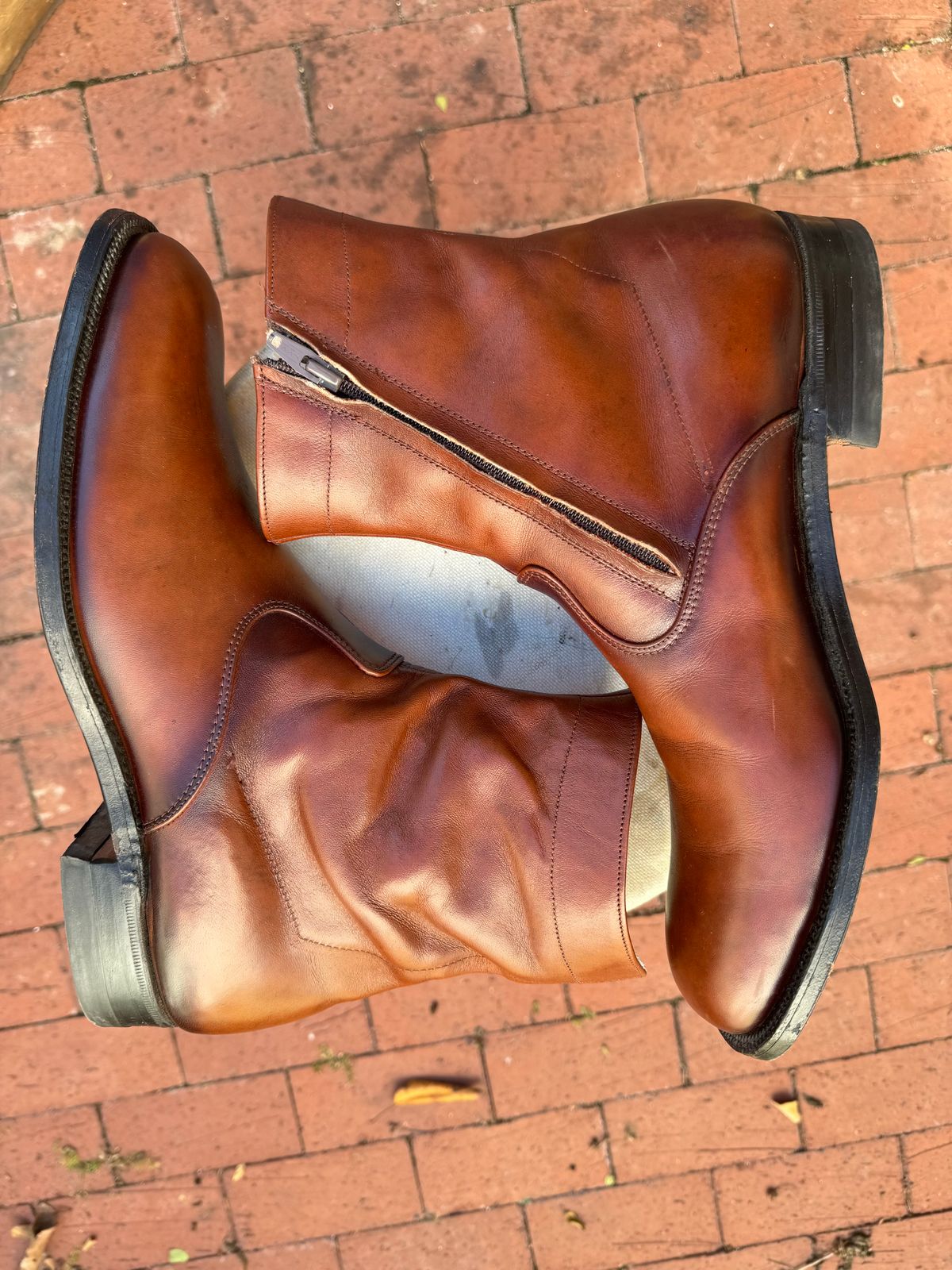 Photo by endlessmike on November 2, 2023 of the Alden 470 Plain Toe Boot in Brown Calfskin.