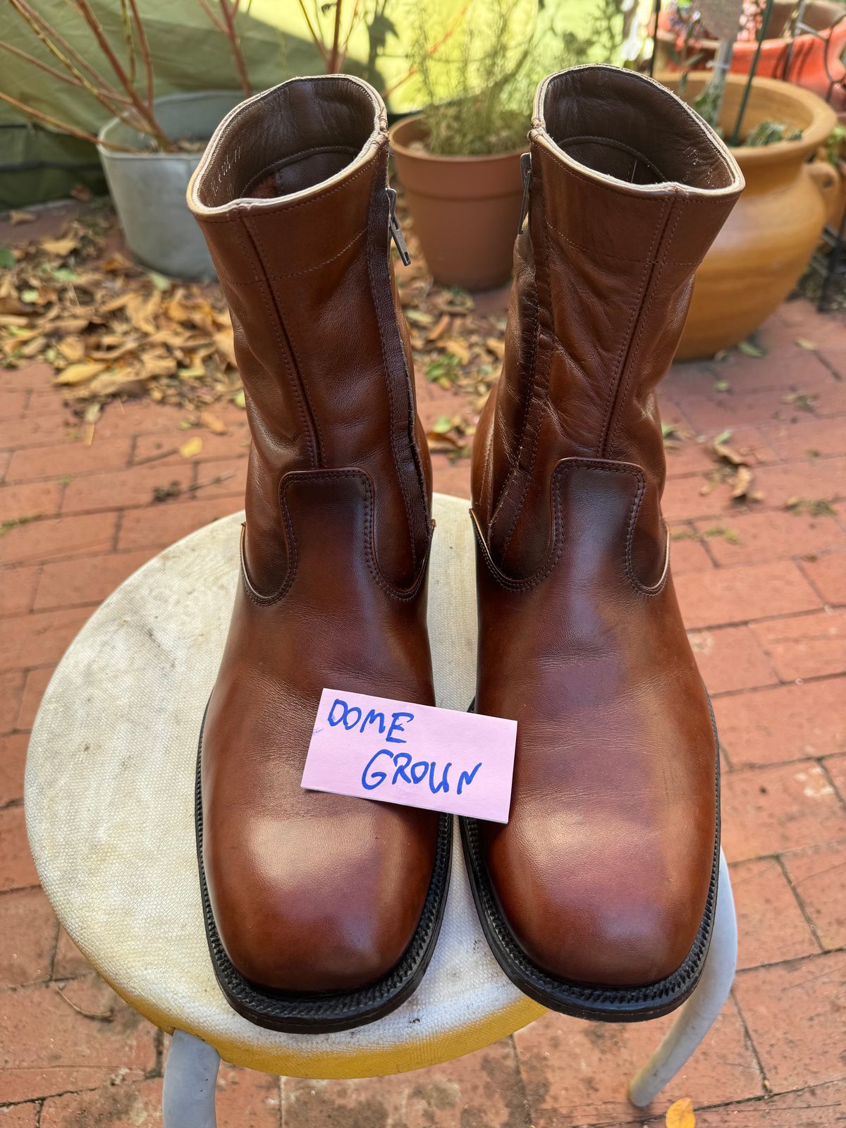 Photo by endlessmike on November 2, 2023 of the Alden 470 Plain Toe Boot in Brown Calfskin.