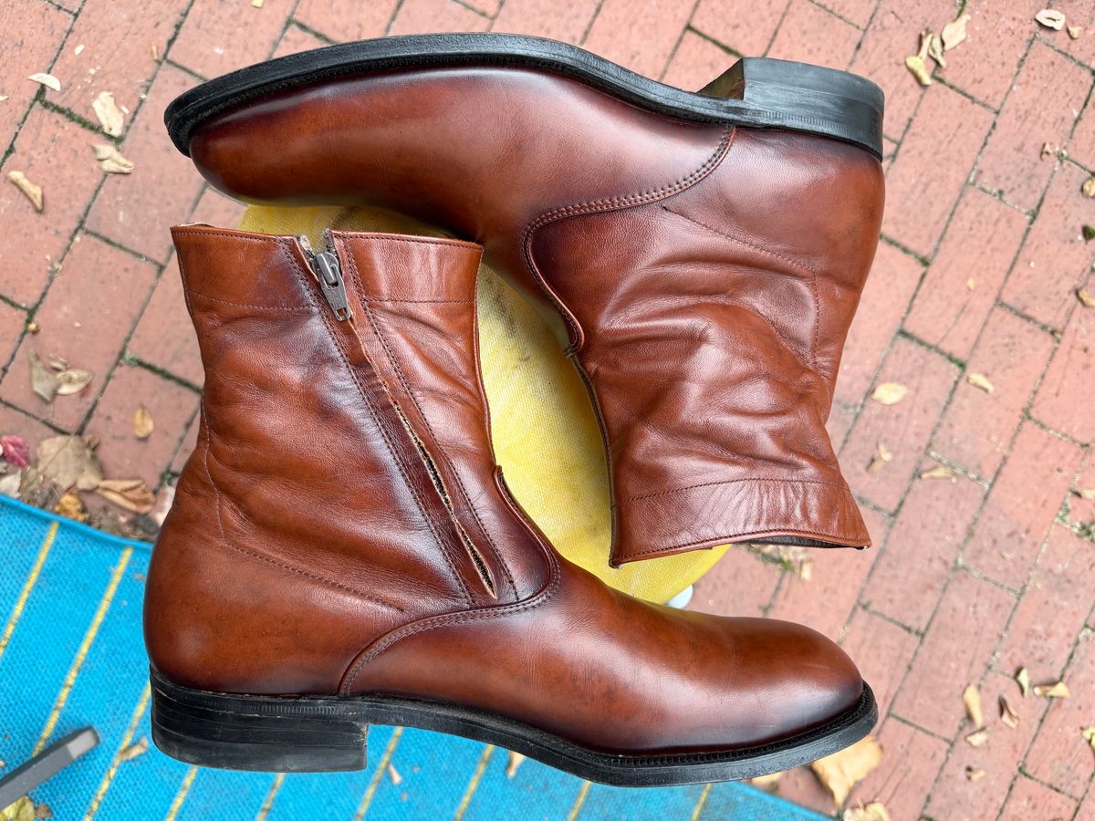 Photo by endlessmike on December 1, 2023 of the Alden 470 Plain Toe Boot in Brown Calfskin.