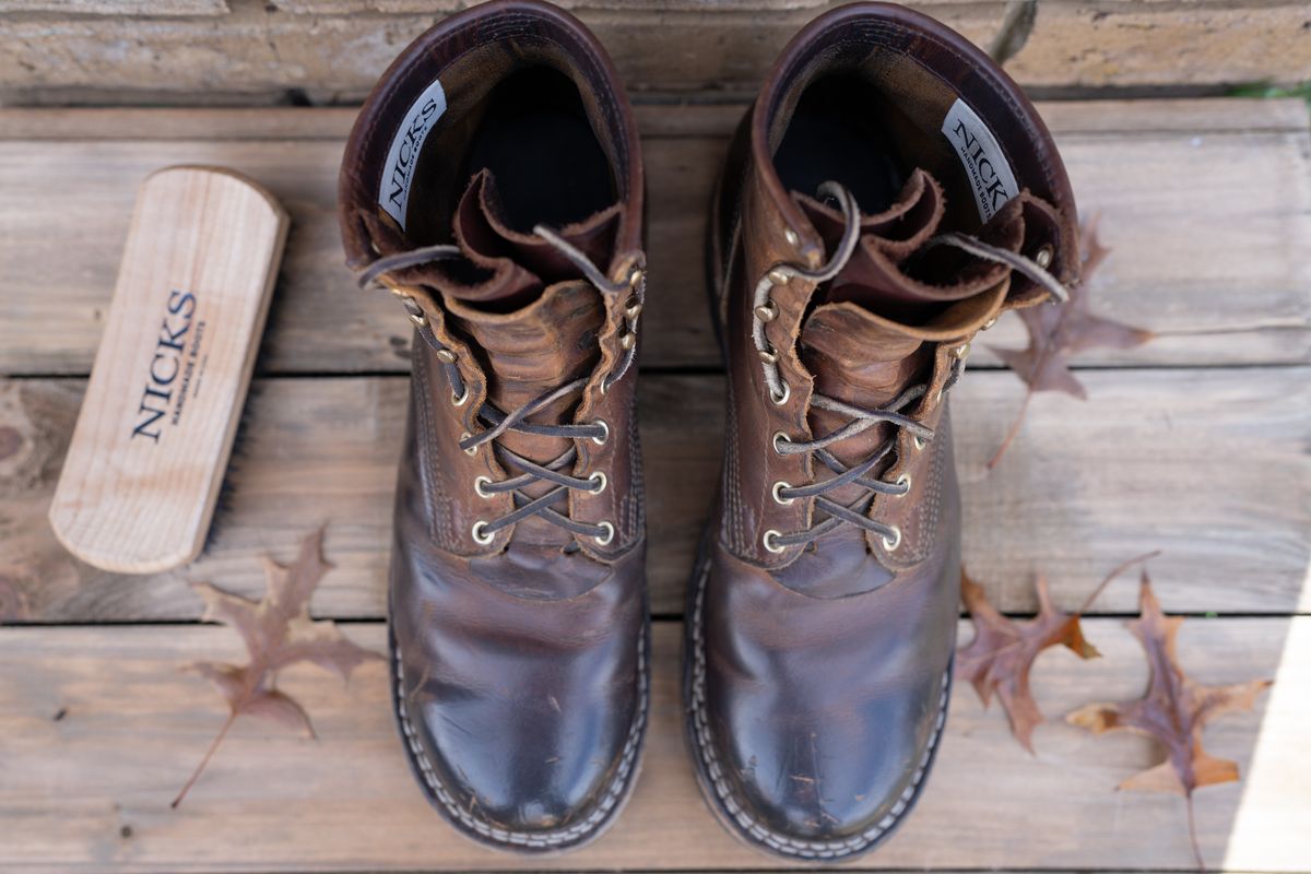Photo by ImaGoat on December 5, 2023 of the Nicks MTO in Horween Orange Predator.