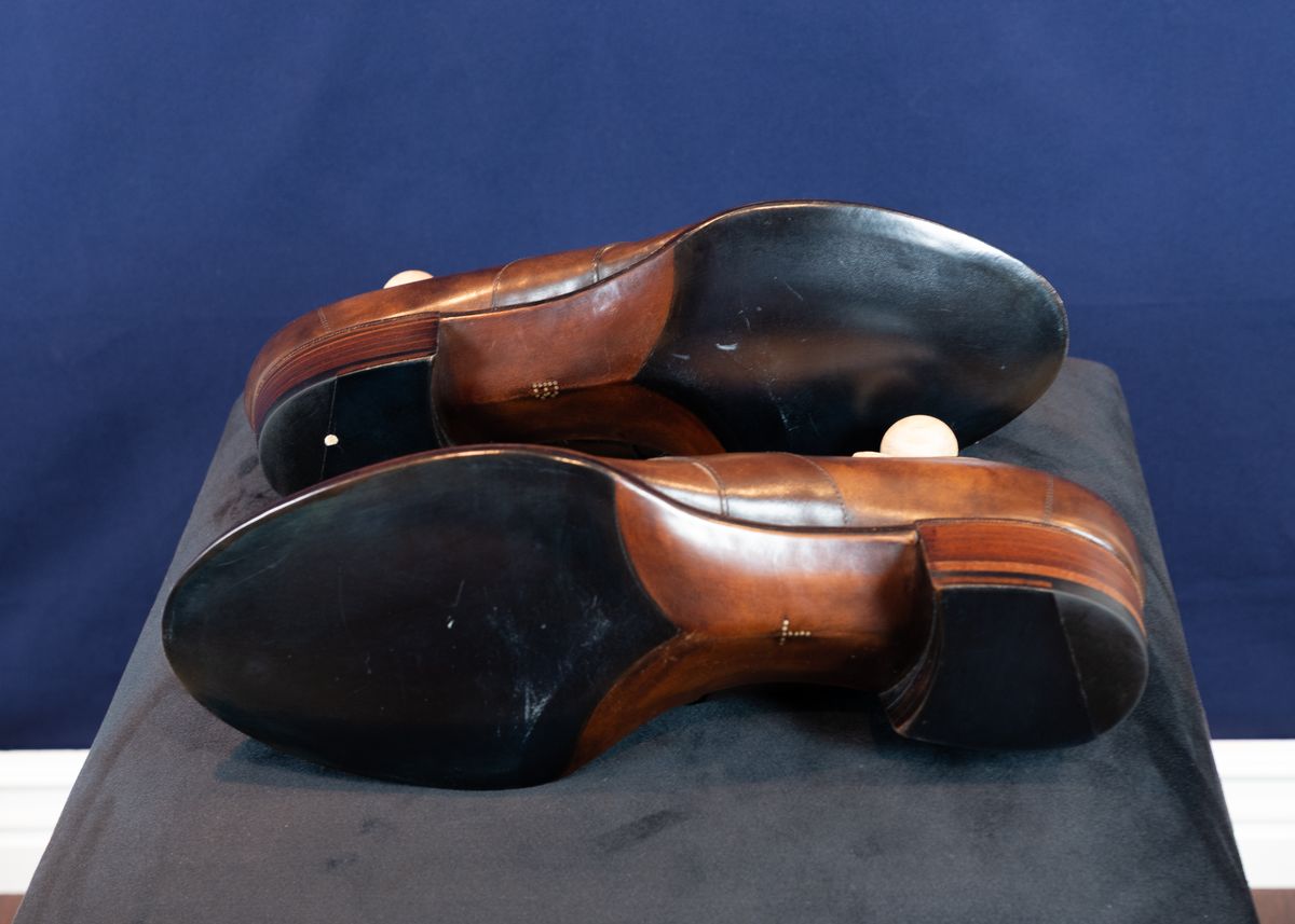 Photo by ImaGoat on October 2, 2025 of the Wayman Bespoke Full Strap Penny Loafer in Gold Brown Museum Calf.