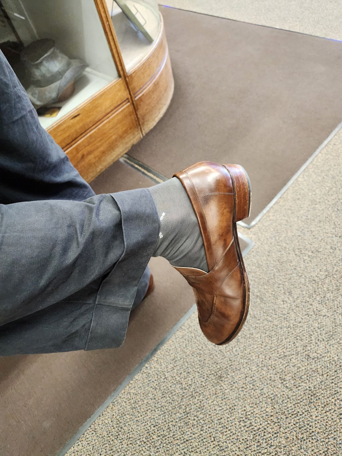 Photo by ImaGoat on October 30, 2025 of the Wayman Bespoke Full Strap Penny Loafer in Gold Brown Museum Calf.