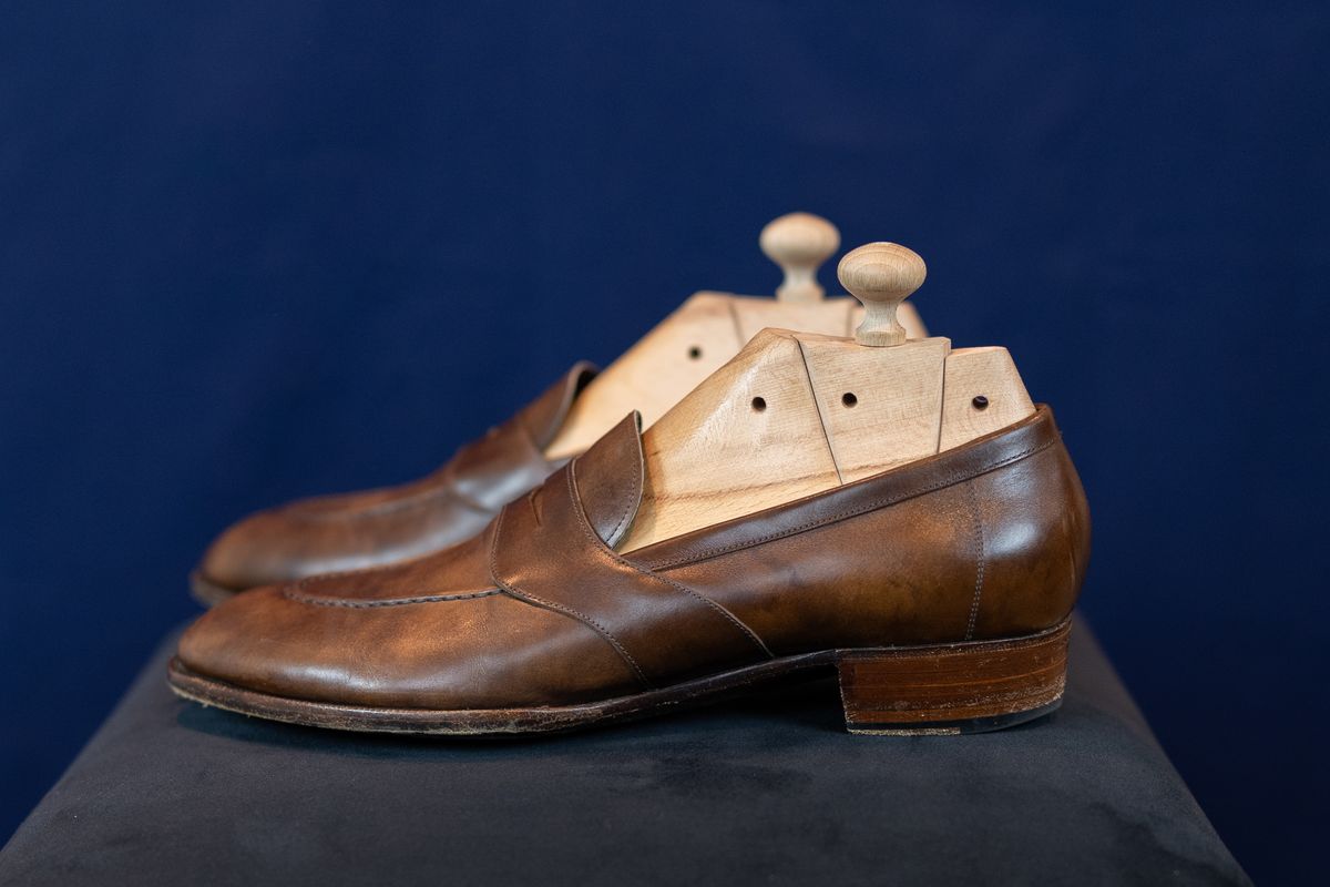 Photo by ImaGoat on November 4, 2025 of the Wayman Bespoke Full Strap Penny Loafer in Gold Brown Museum Calf.