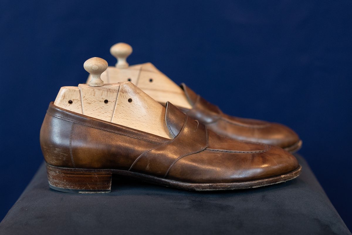 Photo by ImaGoat on November 4, 2025 of the Wayman Bespoke Full Strap Penny Loafer in Gold Brown Museum Calf.