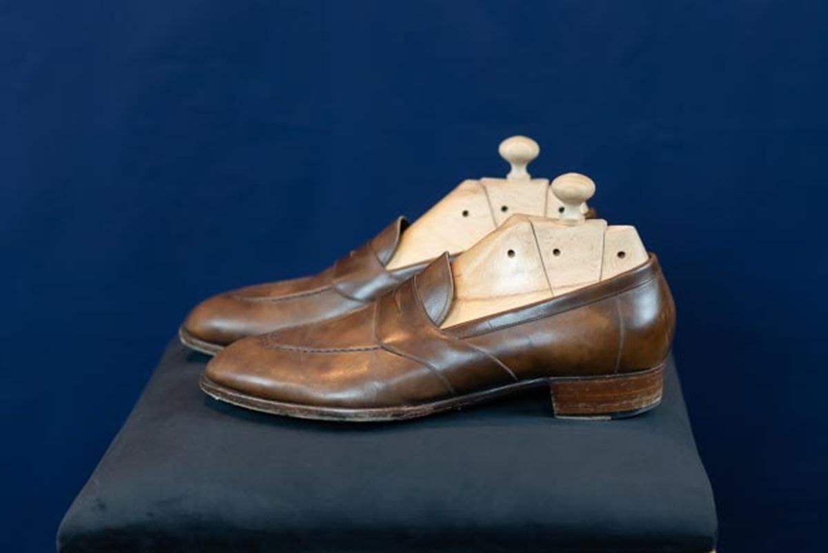 Photo by ImaGoat on December 4, 2025 of the Wayman Bespoke Full Strap Penny Loafer in Gold Brown Museum Calf.