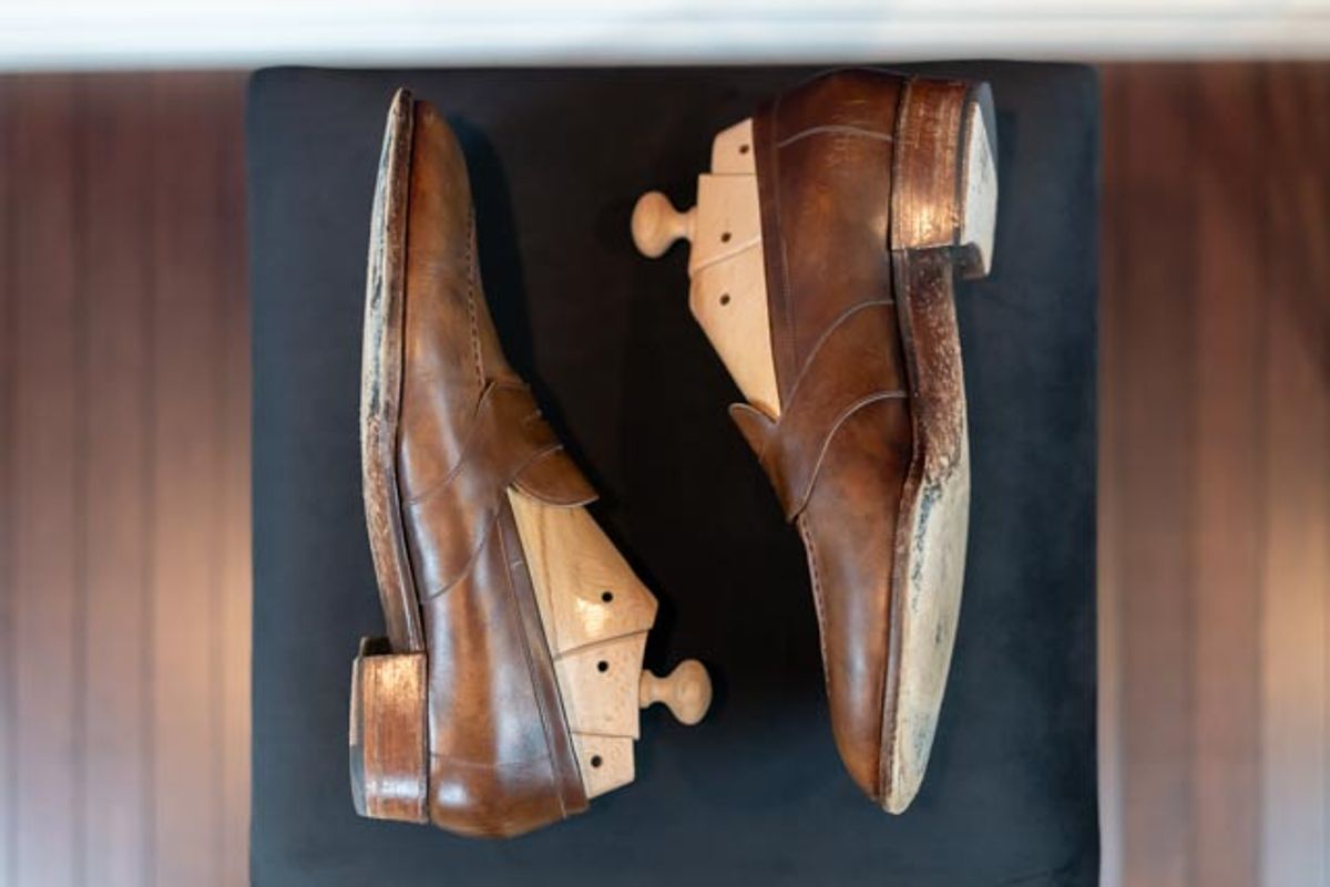 Photo by ImaGoat on December 4, 2025 of the Wayman Bespoke Full Strap Penny Loafer in Gold Brown Museum Calf.