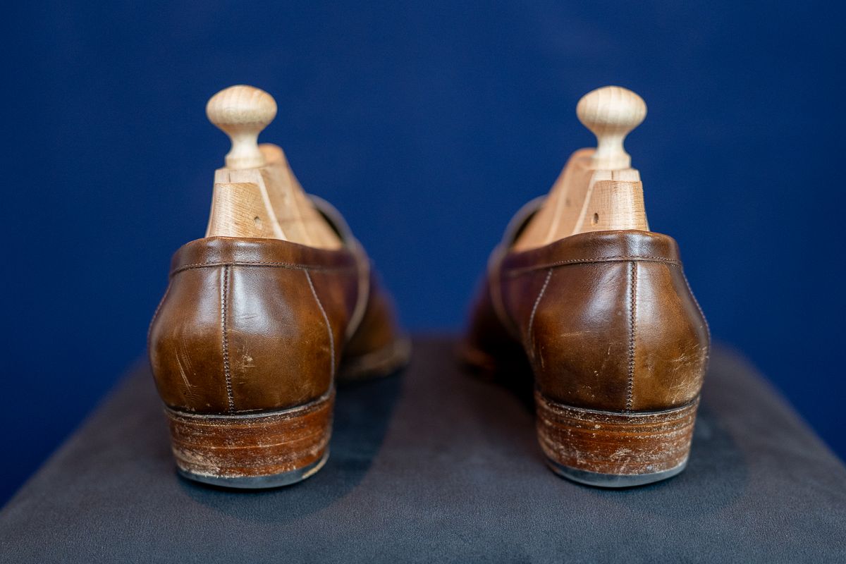 Photo by ImaGoat on January 4, 2026 of the Wayman Bespoke Full Strap Penny Loafer in Gold Brown Museum Calf.