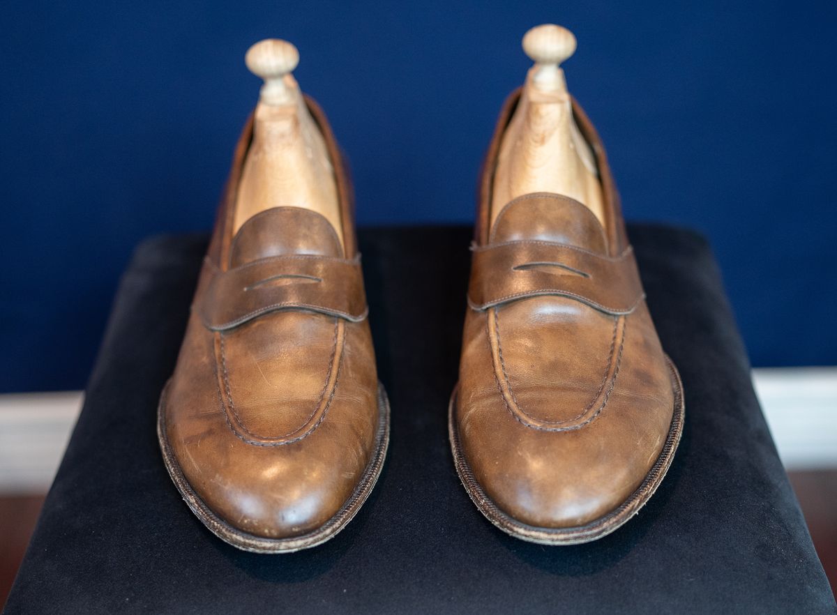 Photo by ImaGoat on January 4, 2026 of the Wayman Bespoke Full Strap Penny Loafer in Gold Brown Museum Calf.