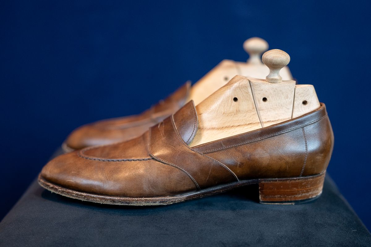 Photo by ImaGoat on January 4, 2026 of the Wayman Bespoke Full Strap Penny Loafer in Gold Brown Museum Calf.