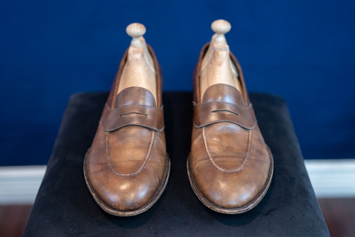 Photo by ImaGoat on February 5, 2026 of the Wayman Bespoke Full Strap Penny Loafer in Gold Brown Museum Calf.