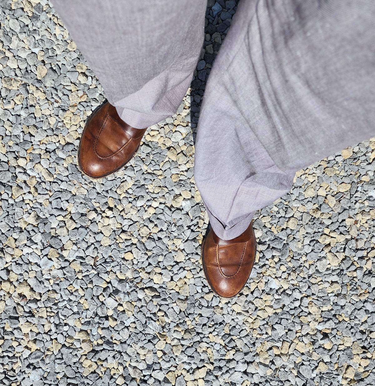 Photo by ImaGoat on March 31, 2026 of the Wayman Bespoke Full Strap Penny Loafer in Gold Brown Museum Calf.