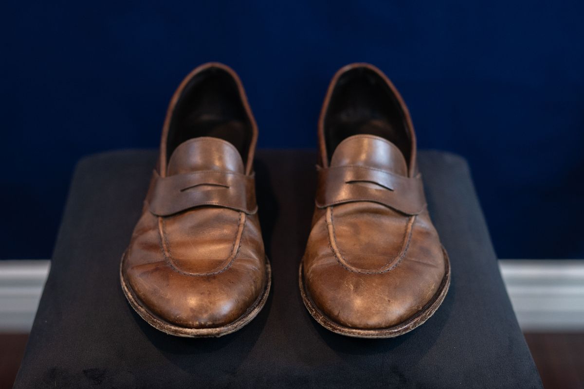 Photo by ImaGoat on April 4, 2026 of the Wayman Bespoke Full Strap Penny Loafer in Gold Brown Museum Calf.