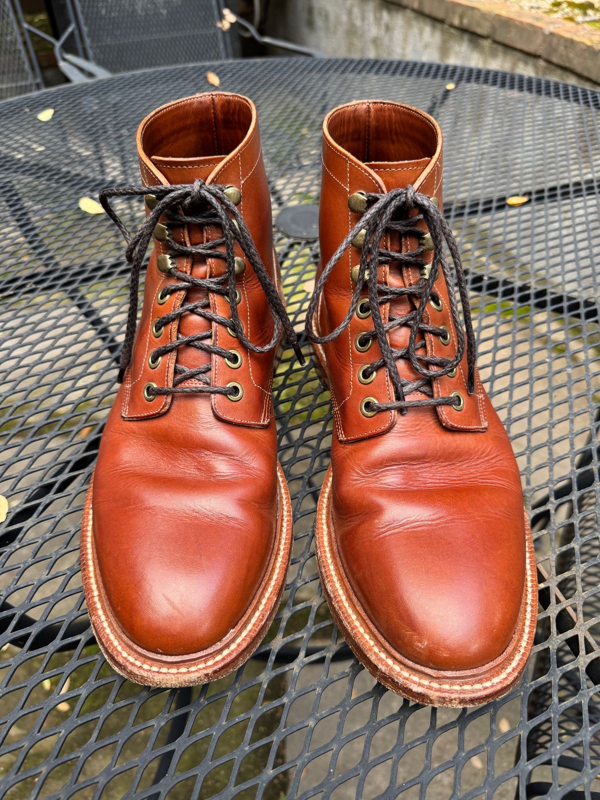 Photo by ridepaso on April 2, 2025 of the Grant Stone Diesel Boot in Badalassi Carlo Saddle Tan Minerva.