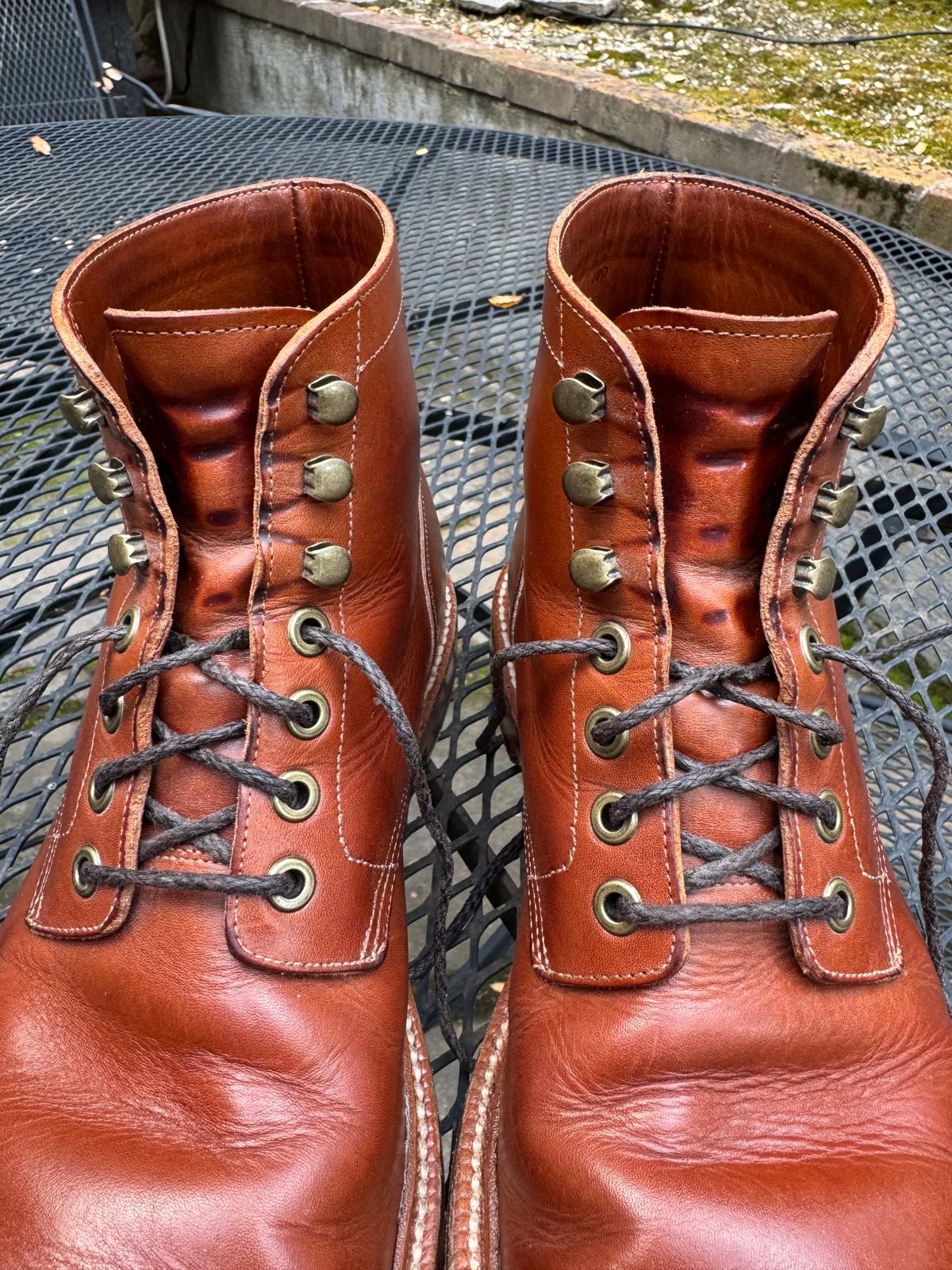 Photo by ridepaso on April 2, 2025 of the Grant Stone Diesel Boot in Badalassi Carlo Saddle Tan Minerva.