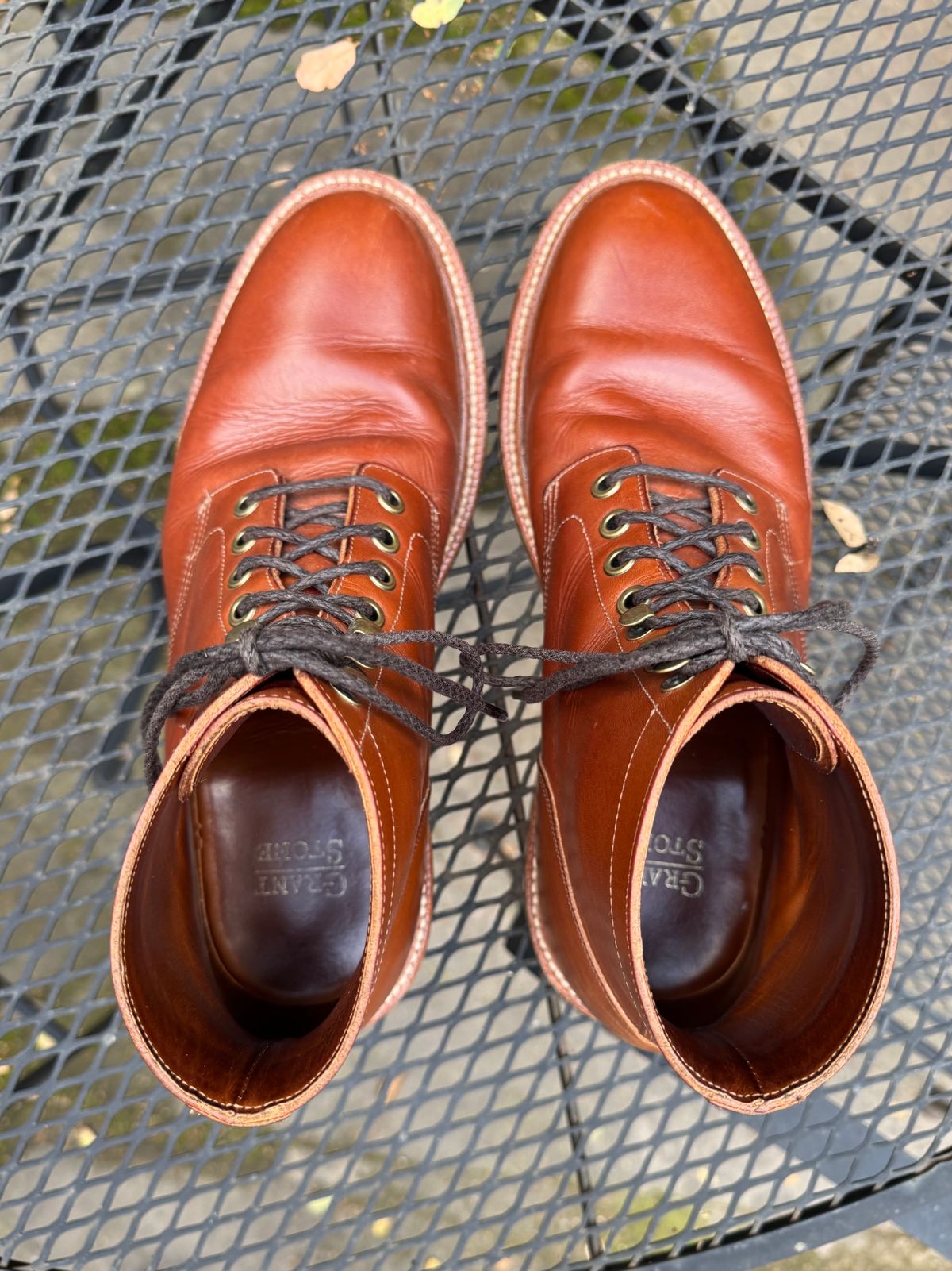 Photo by ridepaso on April 2, 2025 of the Grant Stone Diesel Boot in Badalassi Carlo Saddle Tan Minerva.